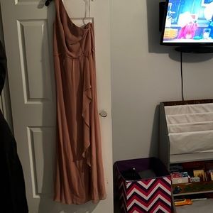 Brand new never worn bridesmaid dress. Desert coral colored 1 shoulder dress